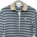 Lacoste Stripe Rugby Polo Shirt XS FR 32 18” p2p Gray/Tan EUC Photo 3