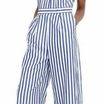 J.Crew  TUSHAR BLUE WHITE STRIPE HALTER BOW TIE WIDE LEG JUMPSUIT sz 6 Photo 0