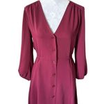 Babaton Aritzia  Burgundy Dress Womens Medium Pockets Button Down Long Sleeve Photo 0