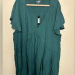 NWT Boutique Dark Green Flutter Sleeve Pleated Peasant Tunic Short Sleeve Top 6X Size 5X Photo 1