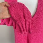 Pilcro  Bright Pink V-neck Pull Over Cotton Blend Sweater Oversized‎ Size Small Photo 5