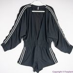 Free People New Movement Rory Romper Black Tracksuit Shorts Long Sleeves, S Photo 2