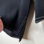 ZARA Woman Black Blouse, White Stitching, Faux Mother of Pearl Buttons, XXS NWT Photo 4