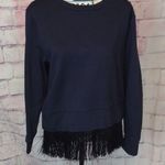 J.Crew blue black heavy sweatshirt with tassel and back zipper size large Photo 0