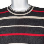 St. John  For Nordstrom Black, Red and White Striped Ribbed Stretch Sweater EUC S Photo 2