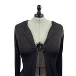 Women’s Chico’s Size 2XL Dark Grey Long Sleeve Cardigan with Single Shell Button Gray Photo 1