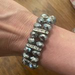 🌸Dark grey beaded and jeweled bracelet Black Photo 0