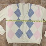 Brandy Melville John Galt Pastel Cream Argyle Cardigan Photo 2