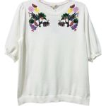 NWT Boden Unique Embroidered Sequin Toucan Tropical Knit Sweater Large $168 White Photo 0