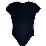 Cupshe One Piece Short Sleeve Swimsuit Zipper Detail Black Size Medium Photo 3