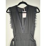 Free People CEM Black Sleeveless Lace Trim Deep V Cinch Waist Wide Leg Jumpsuit Photo 8