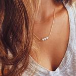 Dainty Marble Necklace Gold Photo 0