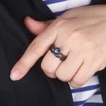 Women’s Stainless Steel Silver Multicolor Gemstone Antique Design Ring Size 5 Black Photo 3