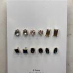 Time and Tru | NWT Six Pairs of Cut Gem Style Stud Earrings Gold Photo 0