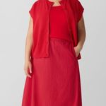 Eileen Fisher  Stretch Organic Cotton Pucker crimson Lantern Skirt  XL NWT Photo 4