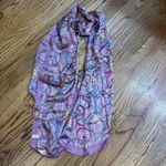 Vintage 100% Silk Scarf Pink Purple Plaid Equestrian Print Reins Chains Horses Photo 2