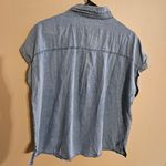 Button Up Short Sleeve Light Wash Denim Shirt Blue Size L Photo 1