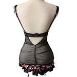 Victoria's Secret Y2K victoria’s Secret NWT Teddy Bustier garter black satin mesh ruffle skirt 34B Photo 1