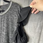 Maurice's Plus Size 3 Top Cold Shoulder Blouse Chiffon Sleeves 3X Gray Black Photo 2