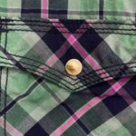 Western Plaid Pearl Snap Green Button Down Shirt Cowgirl Size Large Pink Photo 5