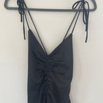 Jason Wu  Black Satin Ruched V Neck Strappy Maxi Dress Sz.S NWT! Photo 1