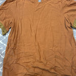 Doe & Rae ‎ Womens Top Size L Brown Crochet Sleeve Round Neck Casual Blouse Photo 0