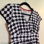 Boden Dress Short Sleeve Knee Length Navy Blue White Surplice Neck US 6/UK 10 Photo 2