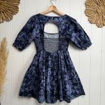 Free People  mini dress floral cutout back smocked pleated spring summer boho XS Photo 3