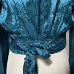 Band Of The Free New Floral Faux Wrap Long Sleeve Crop Top Deep Teal Size Medium Photo 15