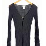 l*space L* Wailea Cover Up Size Medium Black Ribbed Knit Semi Sheer Long Sleeves Photo 6