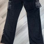 Romwe NWT Black Distressed Grunge Women’s Punk Buckle Cargo Wide Leg Y2K Pants Photo 7