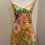 VTG Romantic Moods 90s Y2K Yellow Tropical Floral Cami Slip Mini Dress Photo 13