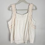 Jennifer Grace  Eyelet Sleeveless Smocked Tunic Tank Ecru Sz XL NWT Babydoll Boho Photo 7