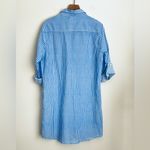 Helen Jon Women's L Blue White Gingham Button Up Roll Tab Sleeve Beach Cover Up Size L Photo 1