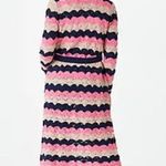 Laurie Felt Pointelle Knit Maxi Cardigan Duster Sweater Navy Pink Tan Size XXS Photo 8