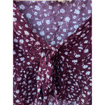LA Hearts PacSun L.A. Hearts Floral Tie Front Long Sleeve Crop Blouse Burgundy White Med Photo 5