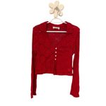 Steve Madden Madden Y2K Velvet Floral Burnout Lace Cropped‎ Bell Sleeve Button Cardigan Large Photo 1