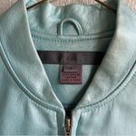 Saks 5/48 Leather Zip Blazer Jacket in Metallic Blue Size 2 Photo 2