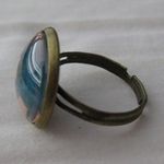 Elephant Pattern Glass Round Bronze Ring Photo 1