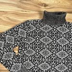 Talbots  | Black White Cotton Wool Turtle Neck Long Sleeve Sweater | Medium Photo 0