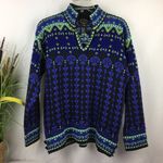 Obermeyer Blue & Green Print Knit Long Sleeve Winyer Ski Sweater M Photo 0