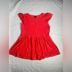 Torrid  Size 0 Pinkish-Orange V-Neck Babydoll Lace Blouse Photo 9