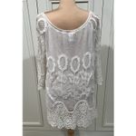 XCVI  White Mesh Crochet Embroidered Pullover Tunic Lined Ethereal Angelic Boho Photo 3