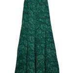 Garnet Hill Womens Cotton Gauze Maxi Dress XS Green Leafs Long Swim Cover Photo 0