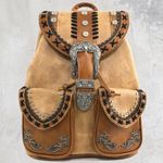 Western Leather Buckle Backpack Brown Photo 0
