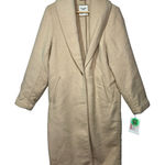 Abercrombie & Fitch  Tan Cream Wool Collared Overcoat Pea Coat Jacket Womens Sz M Photo 0