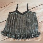 Anthropologie  Amelie Beaded Cami Size 2 Silver Sequin Ruffle Top Blouse Photo 2