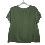 Ann Taylor  Short Flutter Sleeves Pleated Silk Blouse Green Small Workwear Office Photo 8