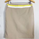 Akris Punto beige yellow stripe pencil skirt Photo 2