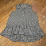 LOGO By Lori Goldstein  Stripe Button Down Ruffled Hem Tank Top Size XS Photo 0